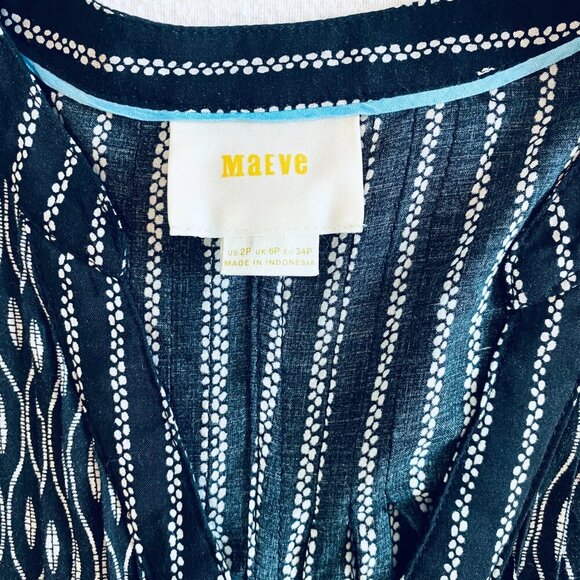 Anthropologie Maeve Calia black & white tunic top Womens 2 petite feminine flowy - Picture 5 of 13